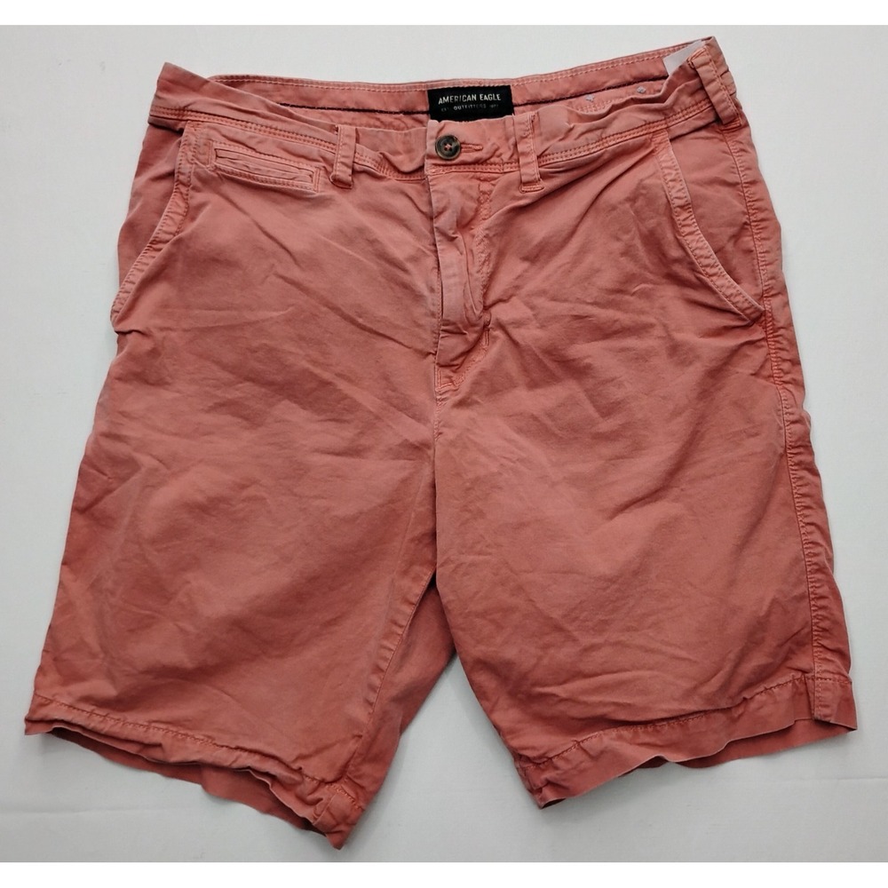 American Eagle Extreme Flex Shorts Washed Red Slim Chino‎ Mens 31 9in inseam